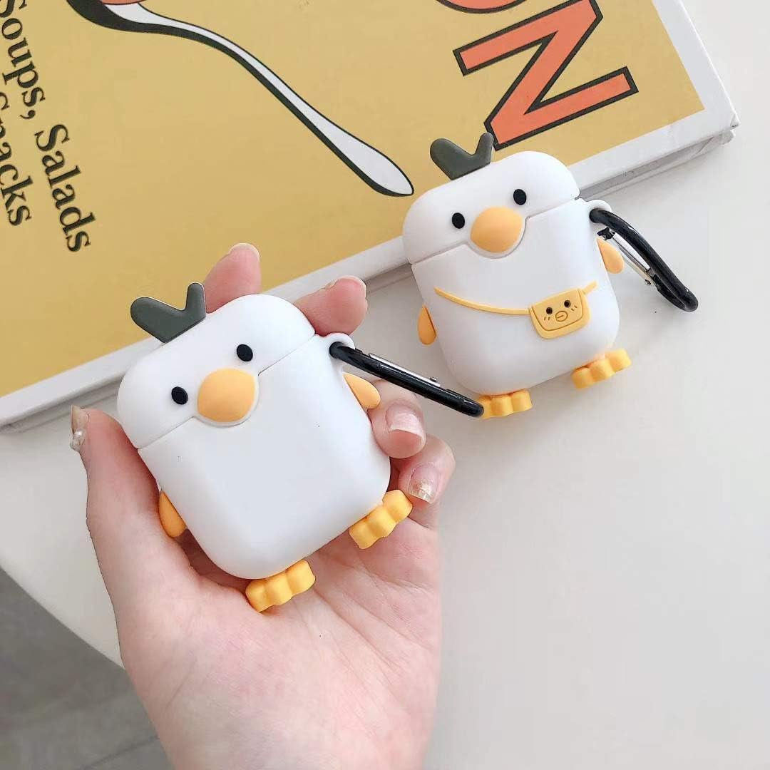 Compatible with Airpods Case Cover with Cleaning Kit, Cute Cartoon Funny Rugged Airpod Cover Shockproof Airpods Protective Case with Keychain for Airpod 1St/2Nd Charging Case