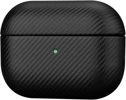 Airpods Pro Case Cover (Not for 2Nd Gen), Handmade 1St Generation Protective Cover, Carbon Fiber Style Vegan Leather Case for Men/Women - Black